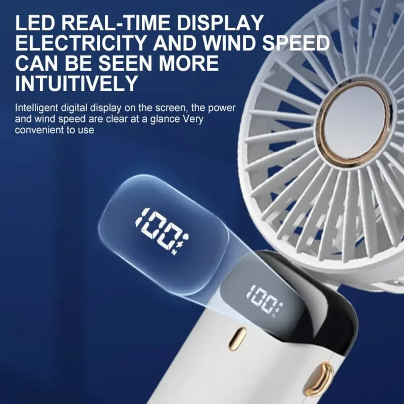 Compact USB Rechargeable Fan with Digital Display & Aroma Diffuser