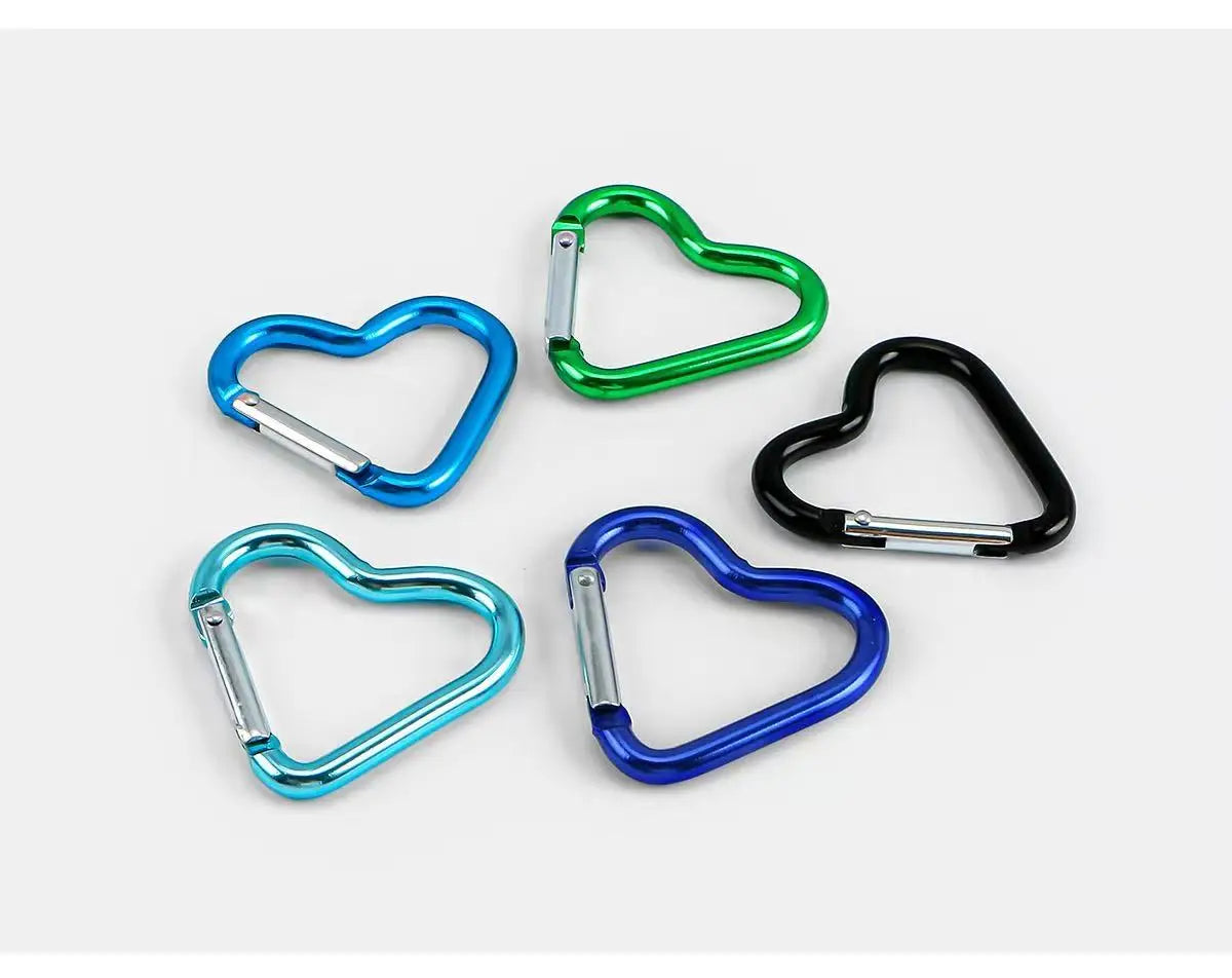 Vibrant Heart-Shaped Carabiner Clips for Keys & DIY Jewelry