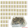 A set of self-drilling drywall anchors and screws packaged in a clear plastic container.