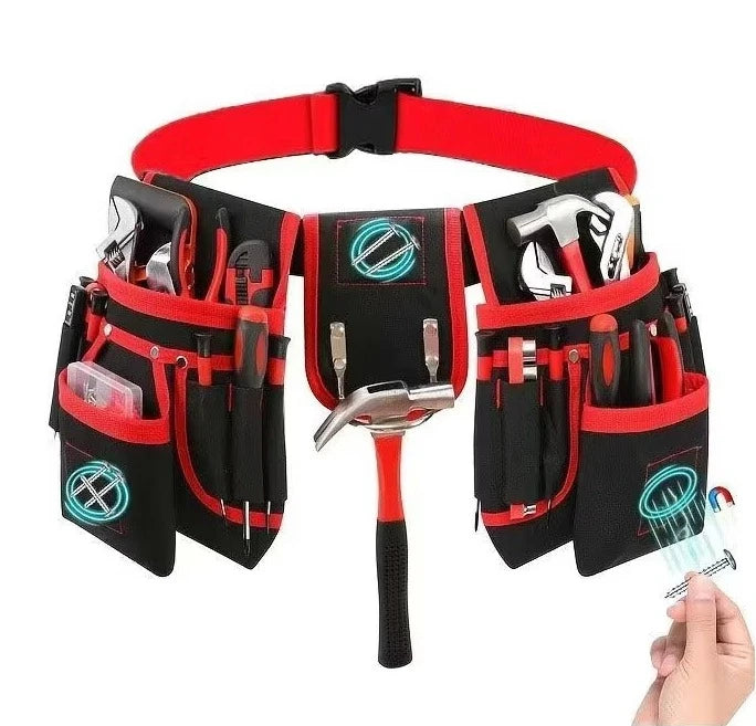 Adjustable Tool Belt with Detachable Pockets for Work and DIY