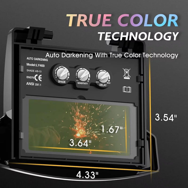 خوذة لحام ذات تعتيم تلقائي وعدسة True Color