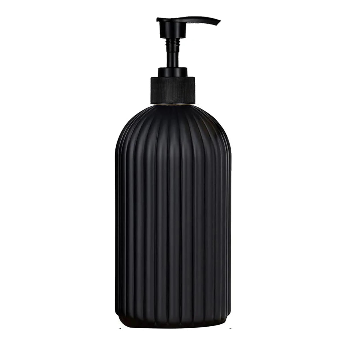 Refillable Matte Black Soap Dispenser with Wooden Tag