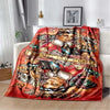 A red flannel throw blanket featuring a vintage-style print of Michael Jackson.