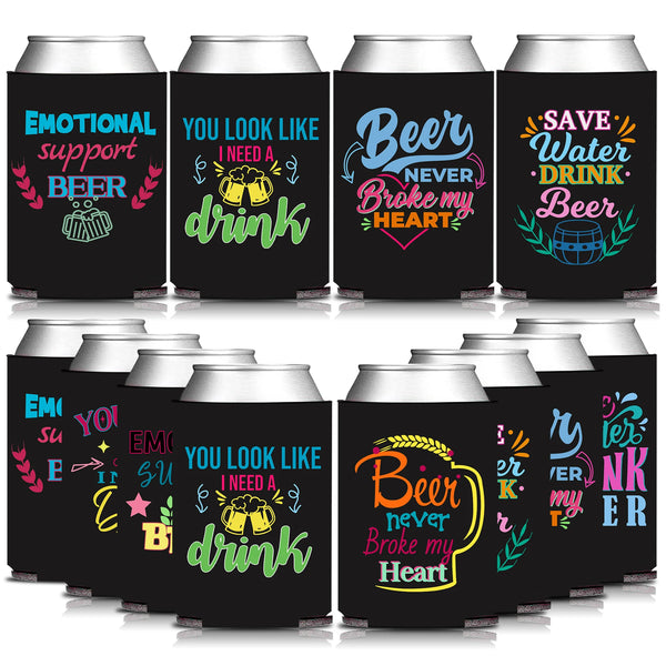 Funny Beer Can Cooler Sleeves - 12 Pack