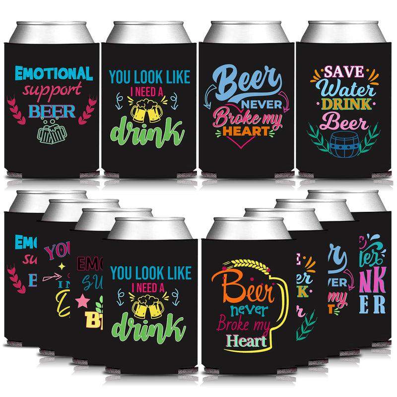 Funny Beer Can Cooler Sleeves - 12 Pack