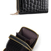 Alphabet Flower Double-Zip Card Wallet with Secure Clasp