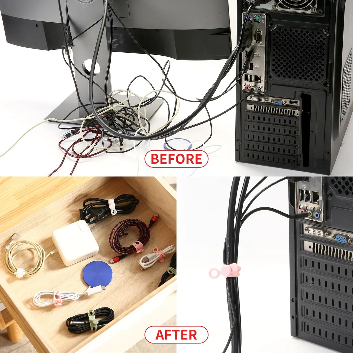 Reusable Silicone Cable Ties for Cord Organization