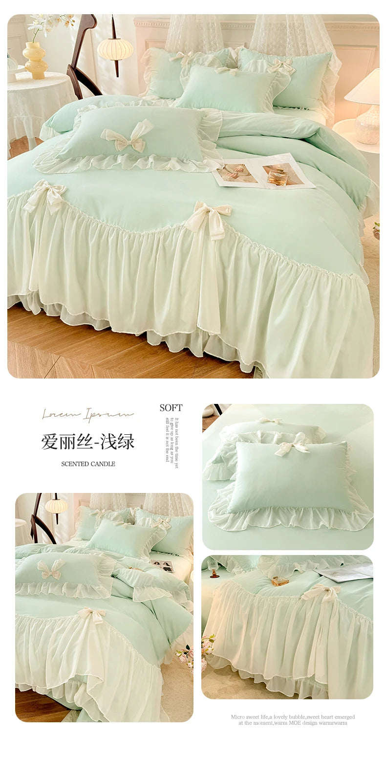 Princess Chiffon Duvet Cover with Romantic Ruffles