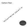 Carbon fiber decal for a Ford Super Duty truck tailgate insert.