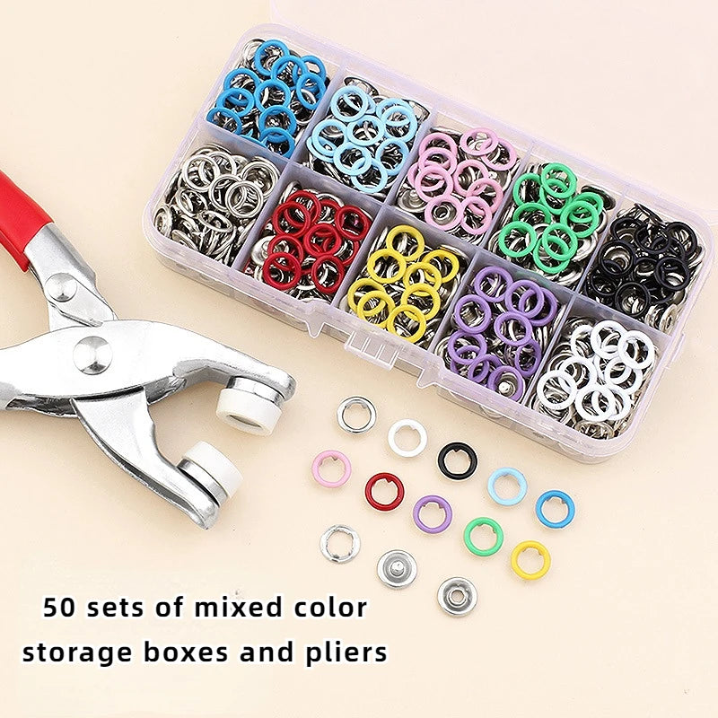 Metal Snap Fastener Kit with Pliers Tool for DIY Sewing Projects