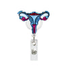 Heart Shape Glitter Acrylic Retractable Badge Reel with Crocodile Clip