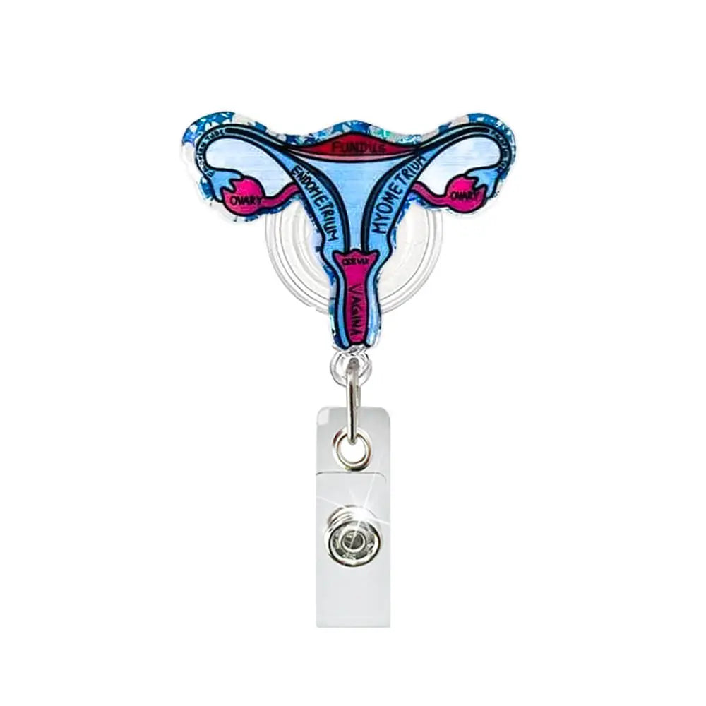 Heart Shape Glitter Acrylic Retractable Badge Reel with Crocodile Clip