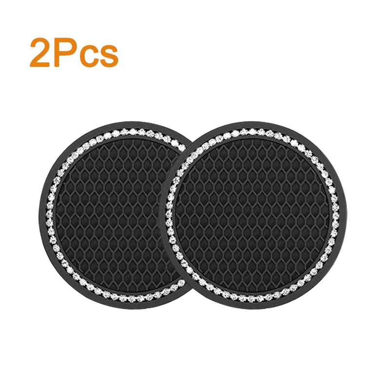 Crystal Rhinestone Car Cup Holder Coasters (Set of 2)