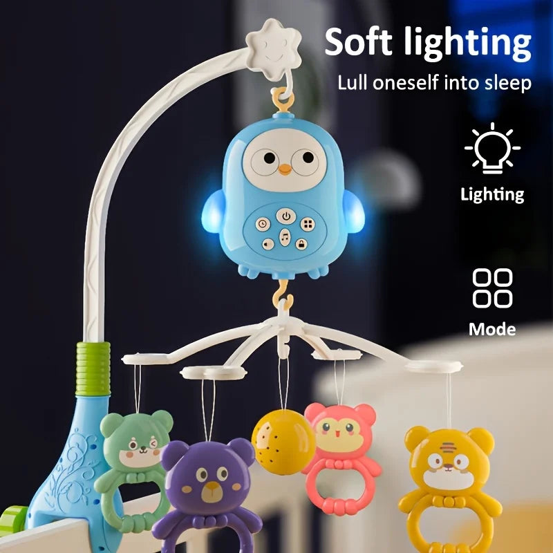 360° Rotating Baby Crib Mobile with Night Light and Music