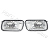 Pair of clear front bumper fog lights for Dodge Ram trucks.