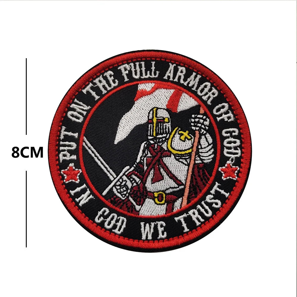 Knights Templar Cross Patch with Hook and Loop Backing
