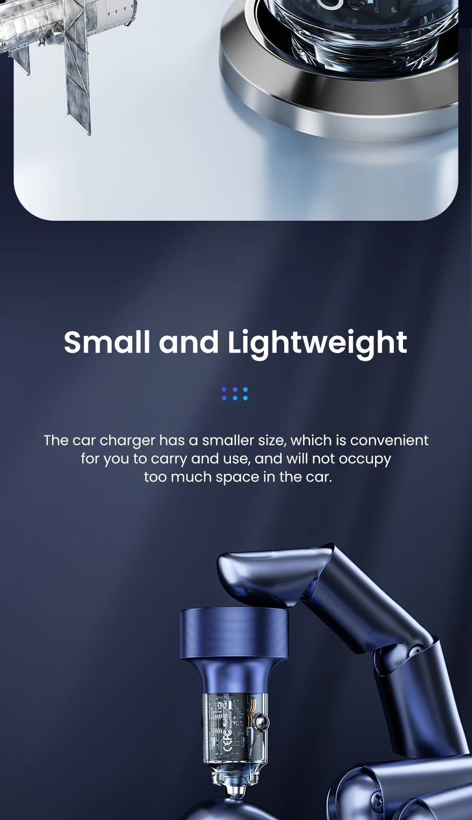 60W USB-C Car Charger with Built-In Spring Cable