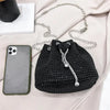 Rhinestone Bucket Crossbody Bag with Detachable Chain Strap