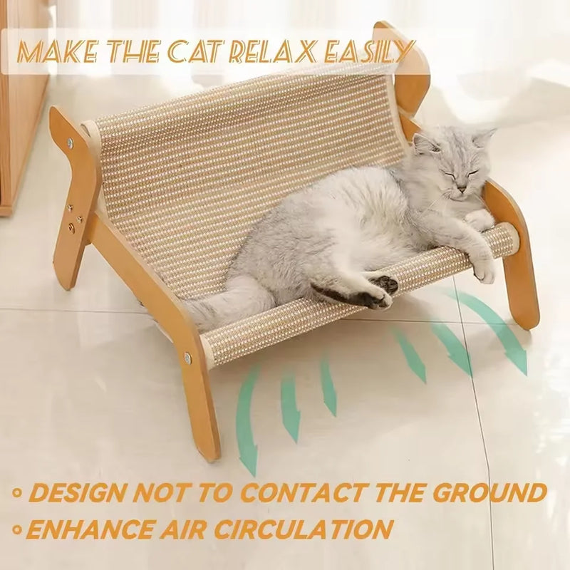 Sisal Cat Scratcher Lounge Bed with Hammock
