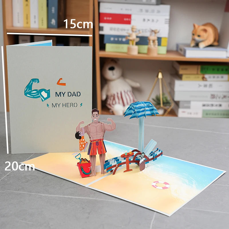 3D Pop-Up Father's Day Greeting Card with Notecard
