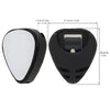 Black adhesive guitar pick holder with a clear window for storing celluloid picks