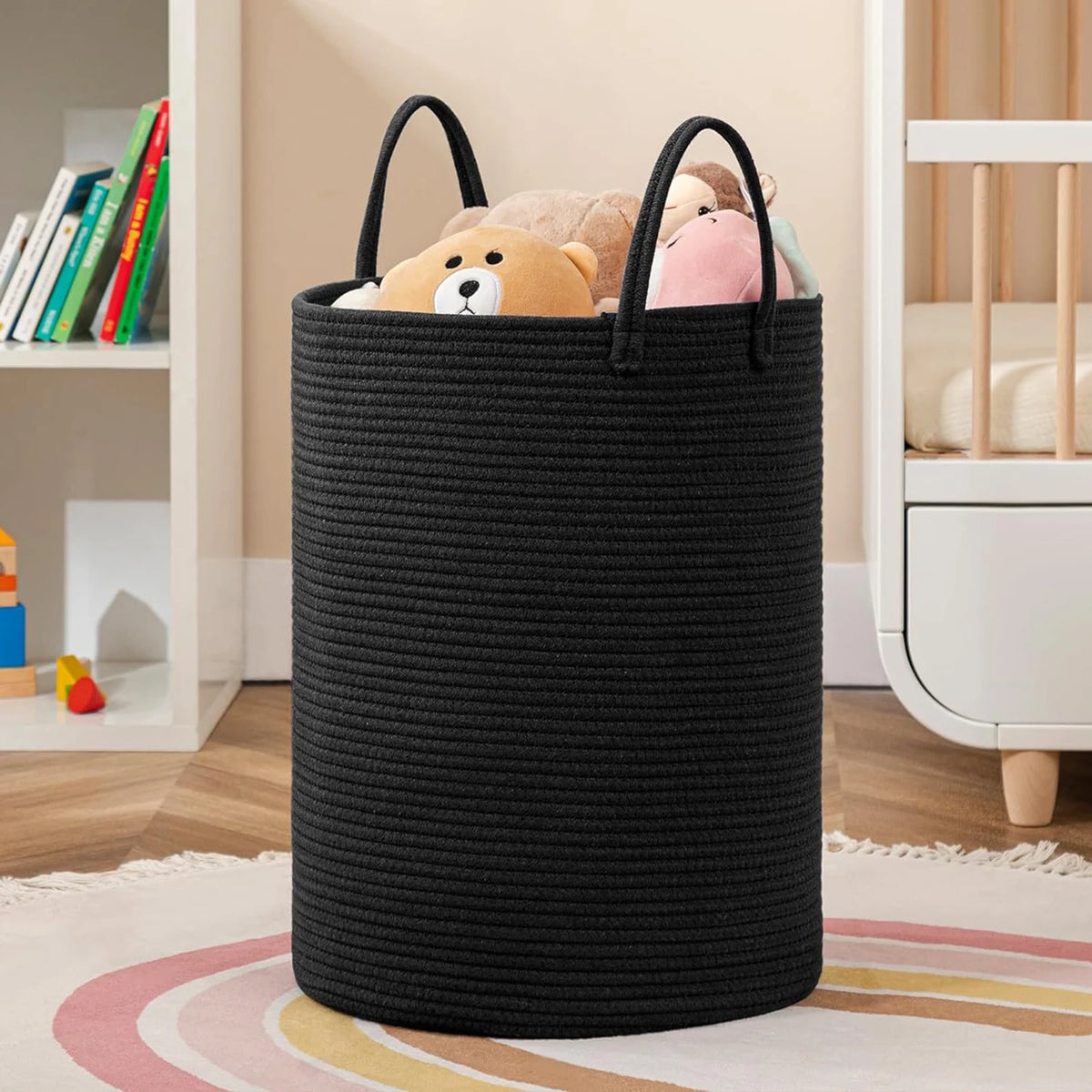 Woven Cotton Rope Storage Basket with Handles