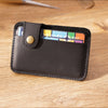 Vintage Leather Slim Card Holder with Snap Closure
