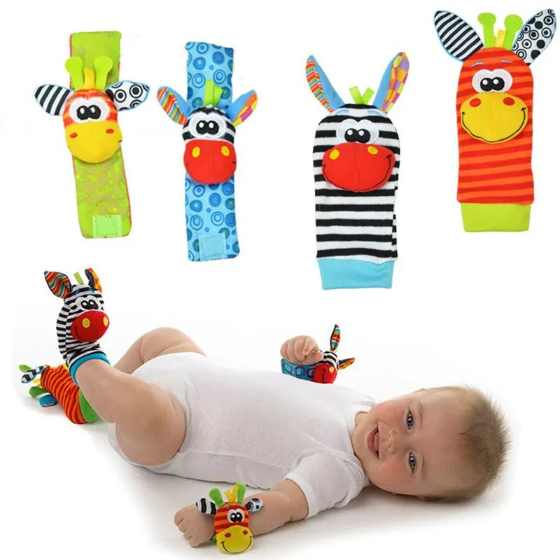 Soft Plush Baby Rattle Wrist and Foot Socks Set for Newborns