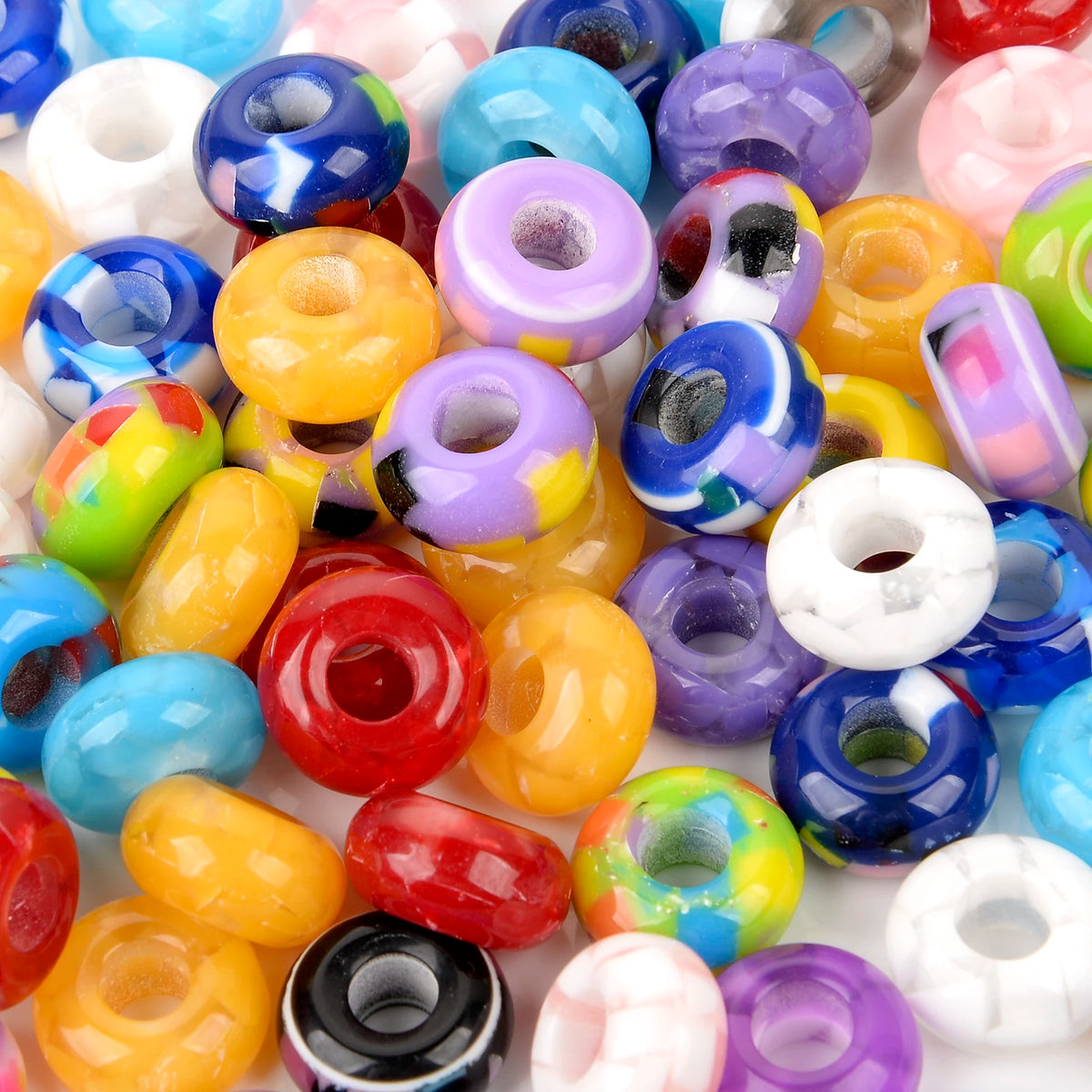 Mixed Rainbow Resin Spacer Beads for Jewelry Making