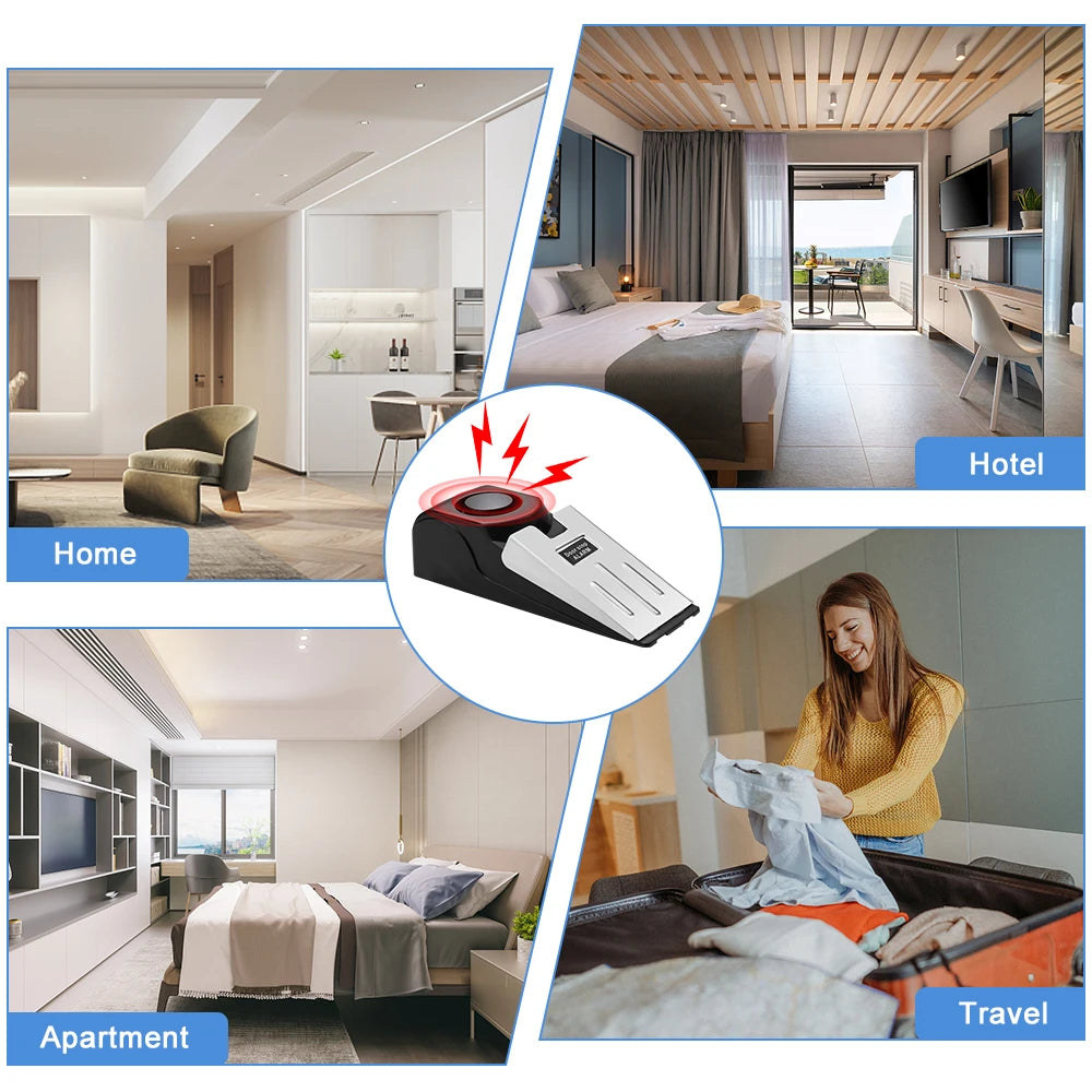 Portable Door Stop Alarm with 120dB Siren