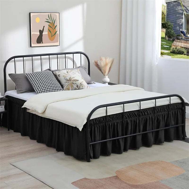 Ruffled Bed Skirt with Split Corners and Elastic Wrap