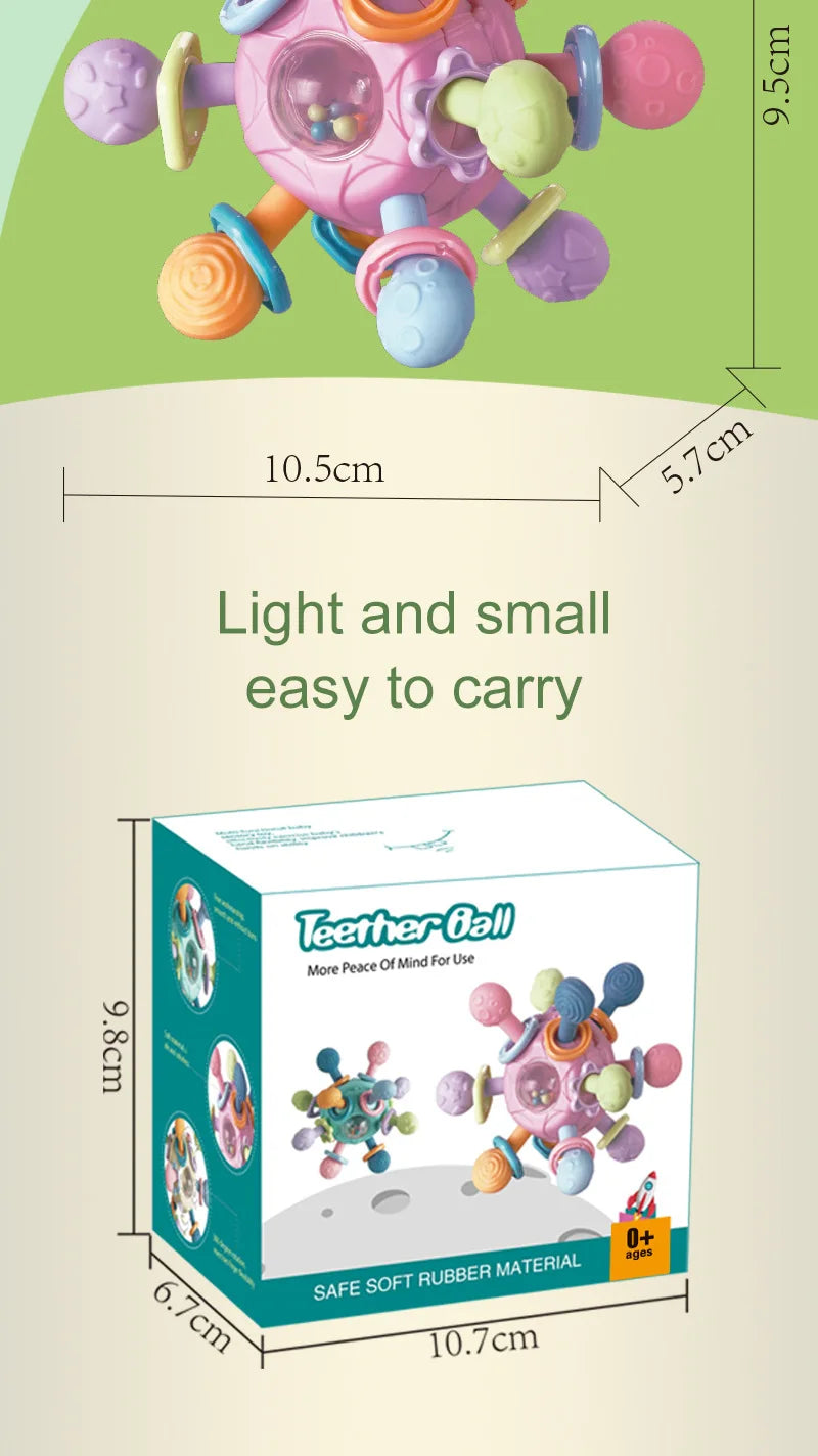 Baby Sensory Rattle Ball with Silicone Teether