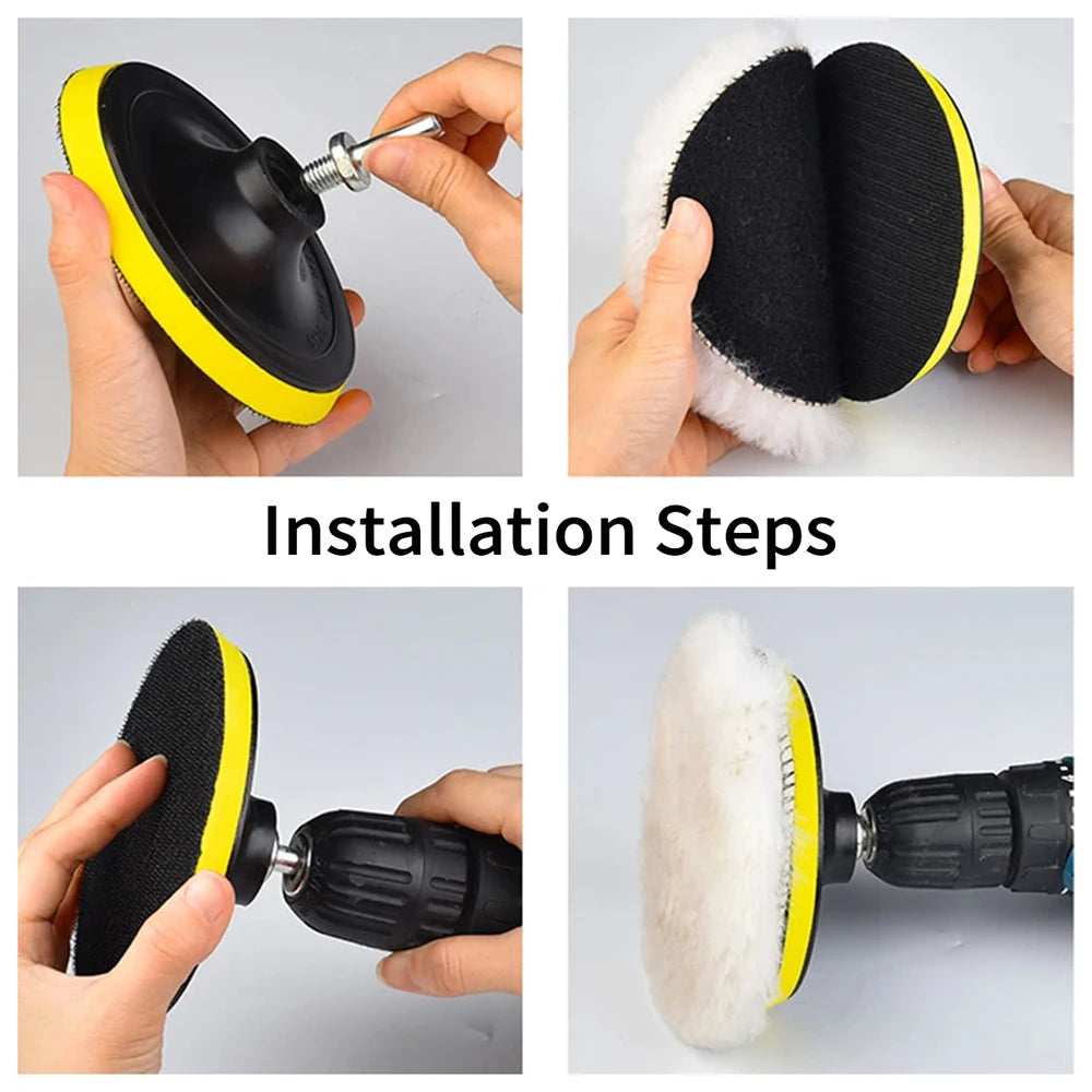 Soft Wool Car Polishing Pad Set with Backing Plate