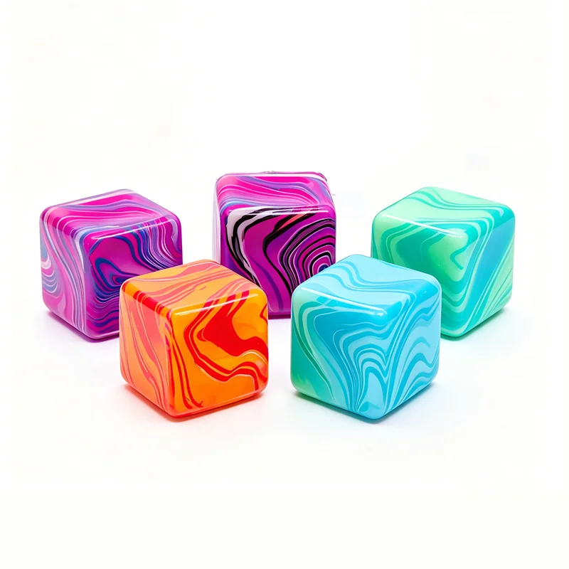 Squishy Stress Relief Cube with Soothing Swirl Design