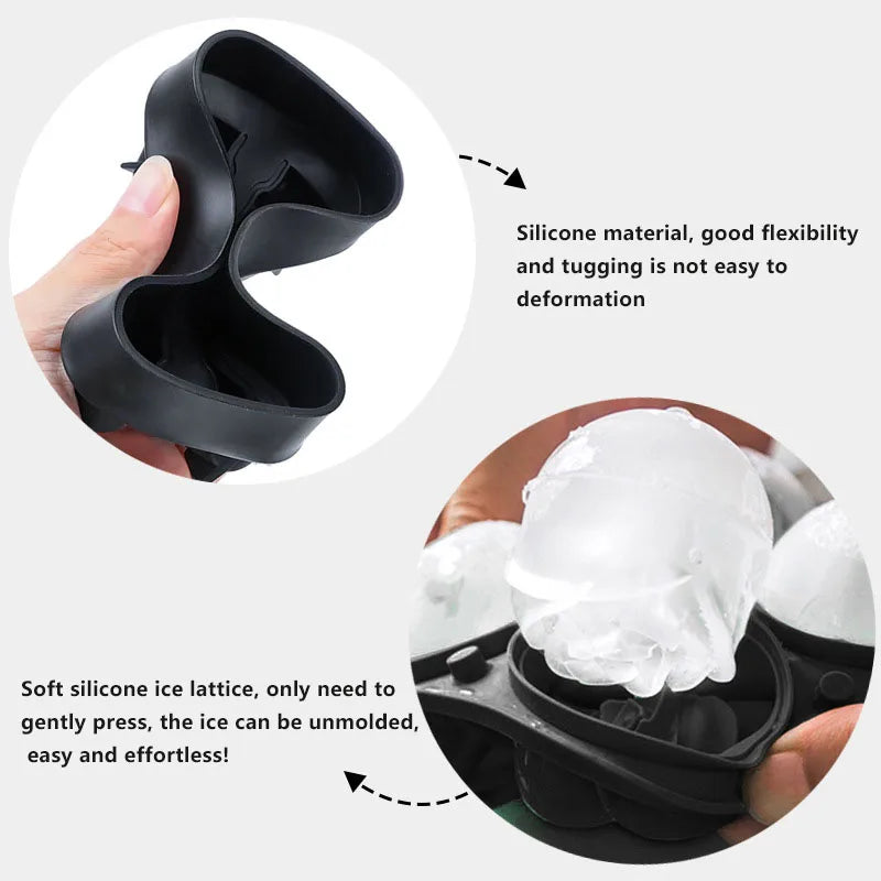 3D Skull & Diamond Ice Ball Mold – Silicone Tray for Whiskey & Cocktails