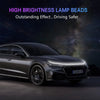 A dark gray sedan with high brightness lamp beads installed on the hood, showing an outstanding effect.