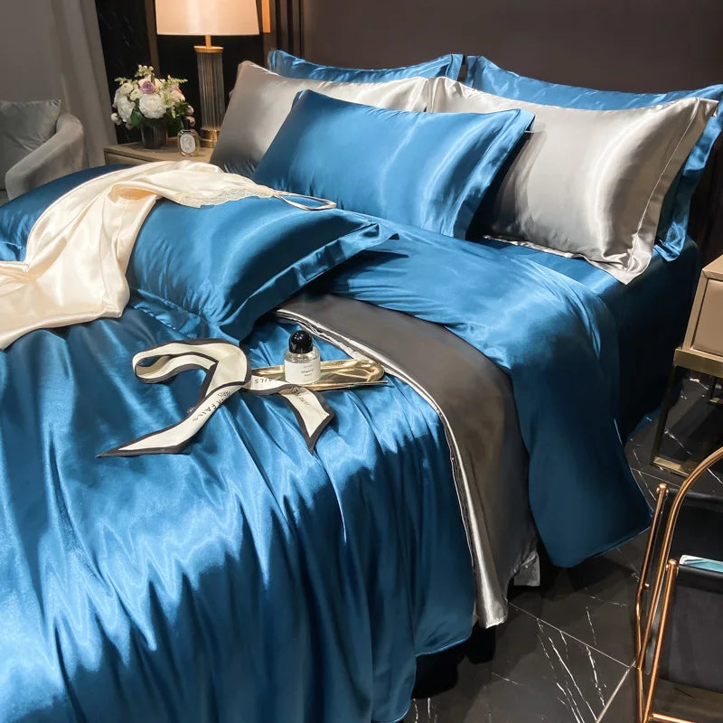 Housse de Couette en Satin de Soie Premium