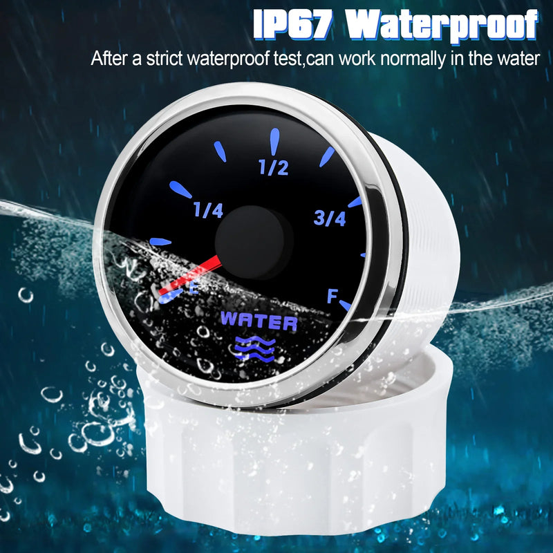 52mm Digital Water Level Gauge with 7-Color LED Display