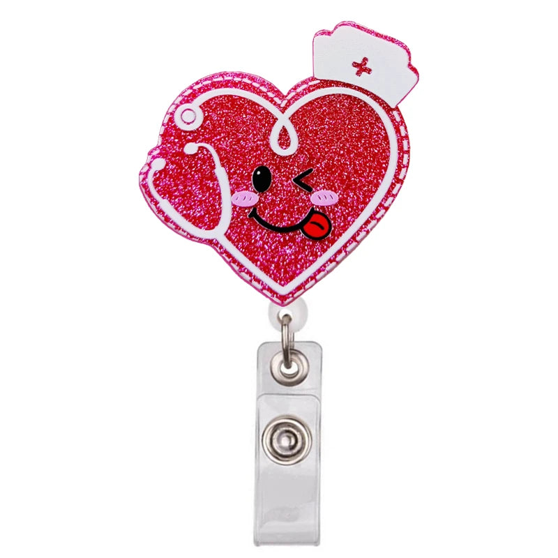 Glitter Acrylic Retractable ID Badge Reel