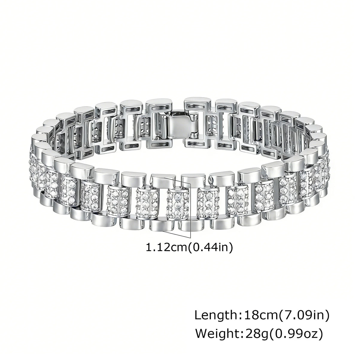 Bracelet Chaîne à Anneau de Papier Doré avec Pierres CZ
