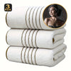 Gold-Stripe Bath Towel Set (3-Pack) – Ultra-Soft & Highly Absorbent