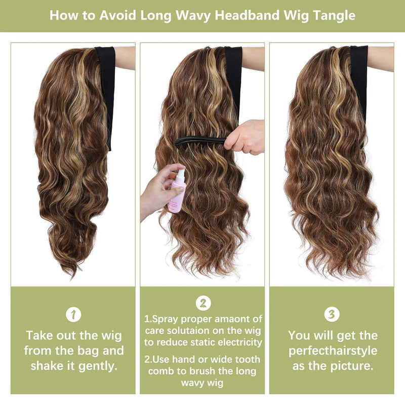Long Wavy Headband Wig for Women
