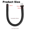 Black silicone handheld bidet sprayer with a curved design and various dimension markings.
