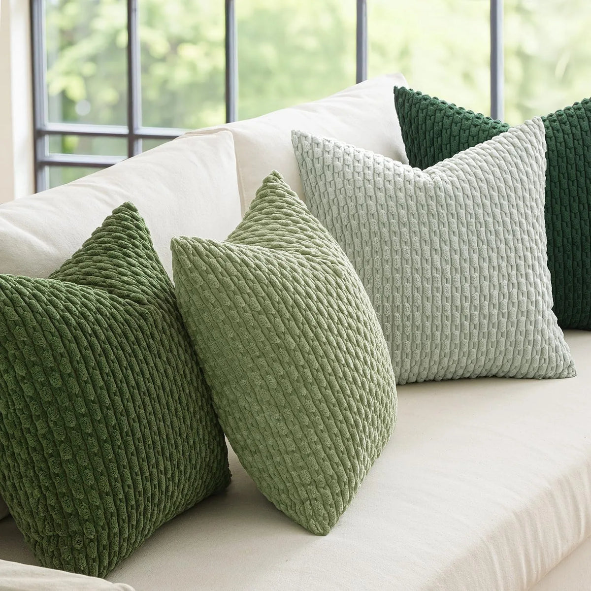 Striped Corduroy Throw Pillow Covers - Farmhouse Boho Decor