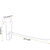 White heavy duty grid hooks for display and organization shown with dimensions.