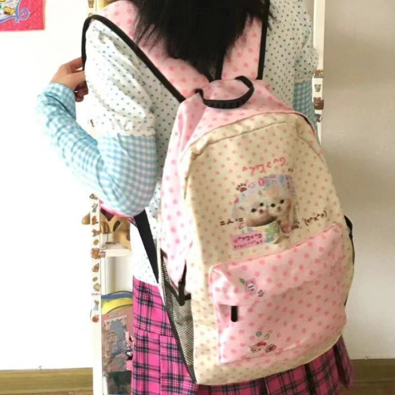 Vintage Patchwork Cat Backpack with Contrast Color Design