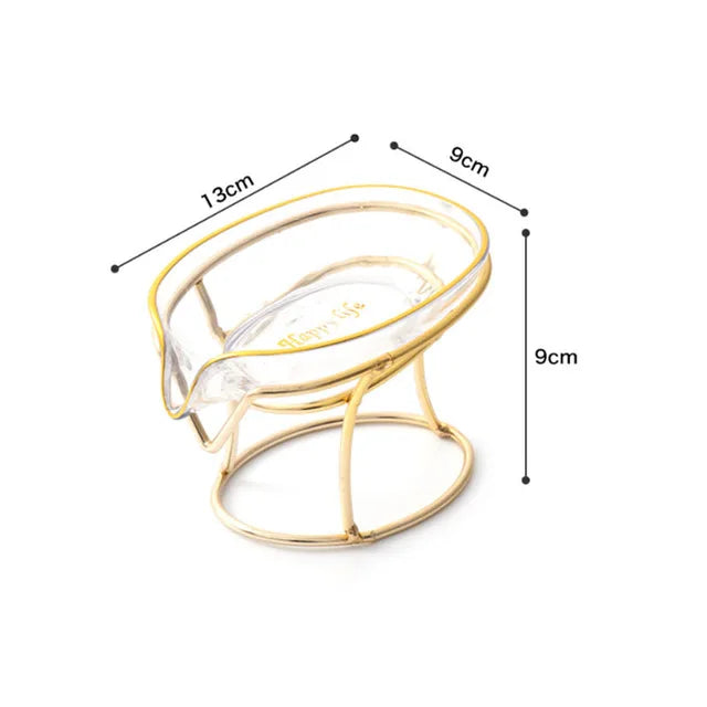 Leaf-Shape Self-Draining Soap Dish with Metal Bracket