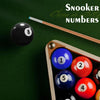 A pool table setup showing an eight ball and a wooden box containing numbered balls 1, 2, 4, and 5.