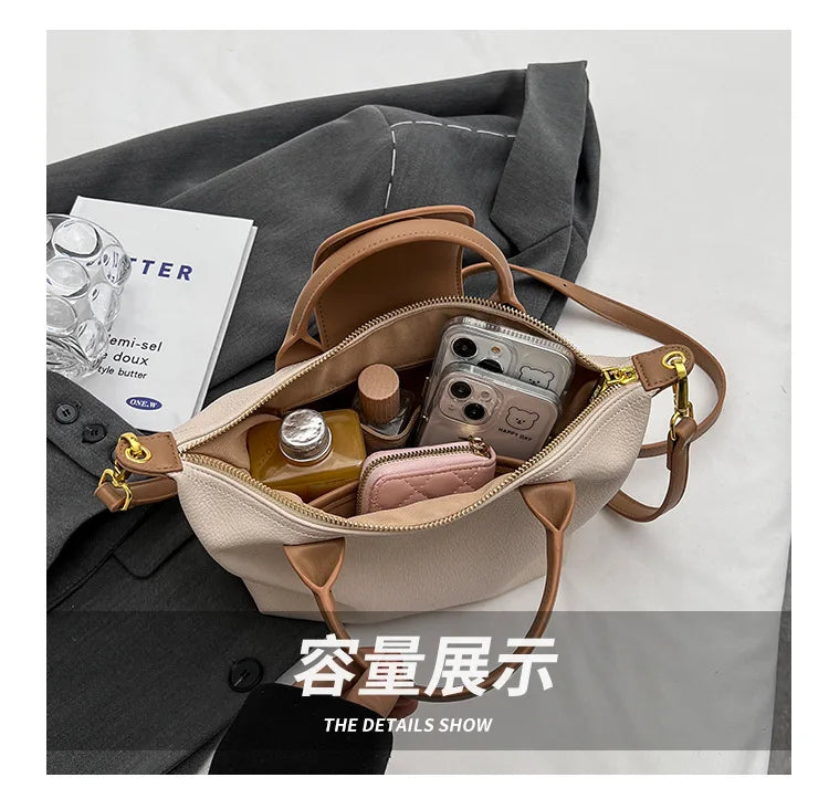 Vintage PU Leather Crossbody Bucket Bag