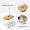 Transparent Cotton Swab & Toiletry Storage Box with Bamboo Lid
